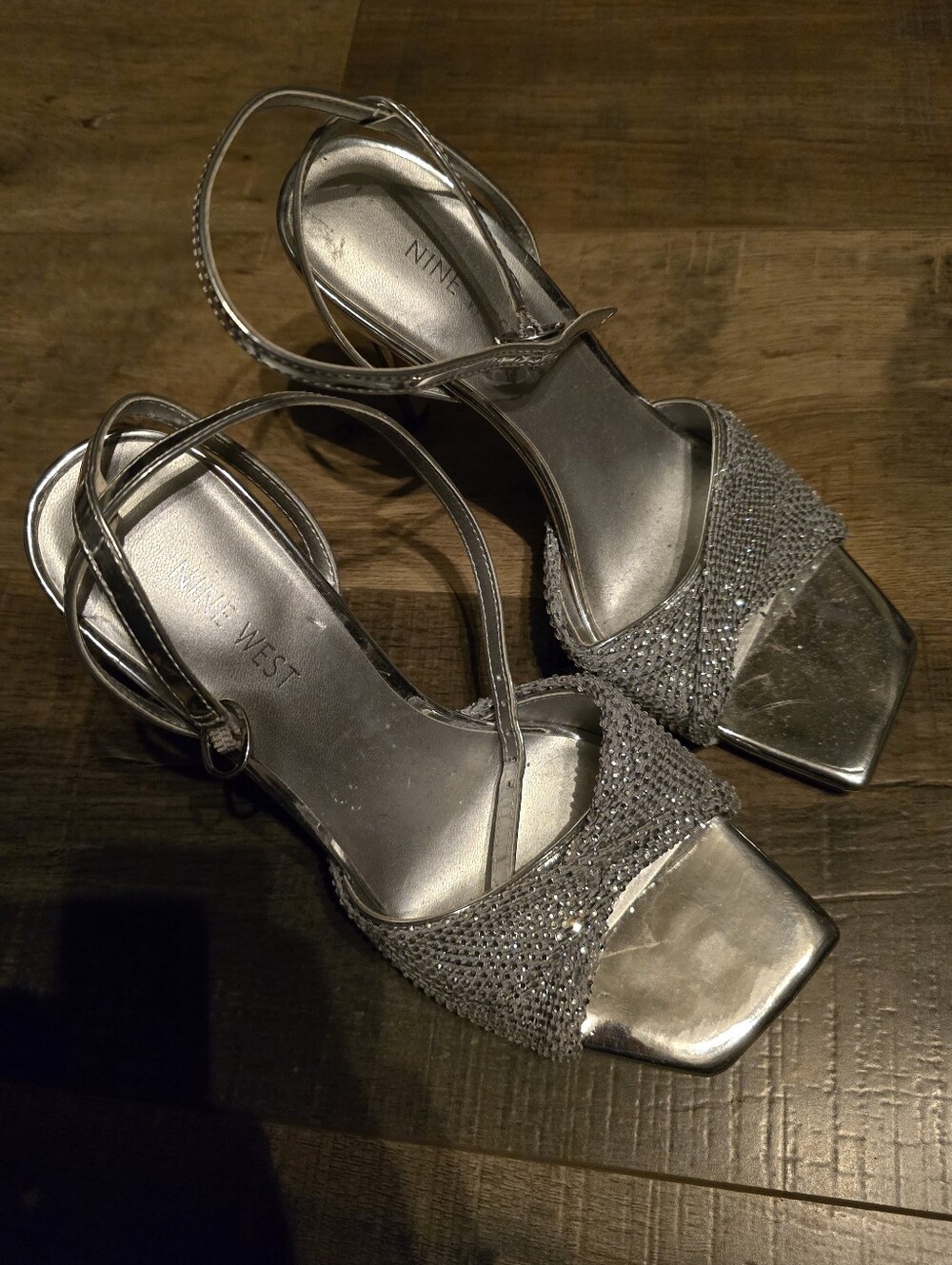 Nine West Silver Strappy Evening Heels